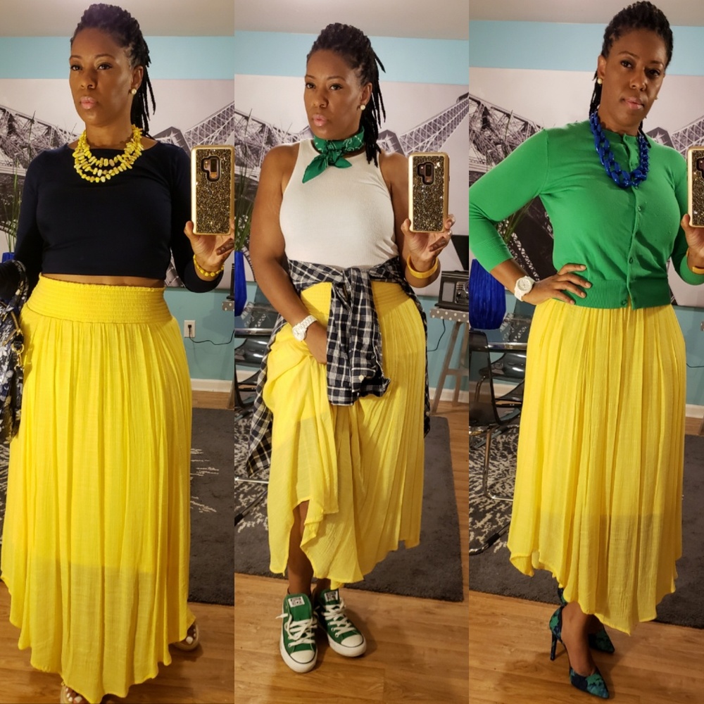 Yellow Maxi Fishtail Skirt (S)